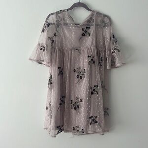 Girls lavender dress with mesh overlay